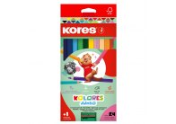 Pastelky Kores Kolores trojhranné / 24 barev / JUMBO