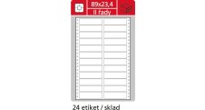 Tabelační etikety s vodící drážkou - 89 x 23,4 mm dvouřadé 12000 etiket / 500 skladů