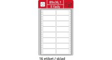 Tabelační etikety s vodící drážkou dvouřadé - 89 x 36,1 mm dvouřadé 8000 etiket / 500 skladů