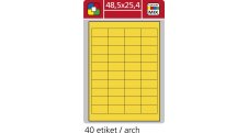 Print etikety A4 pro laserový a inkoustový tisk - 48,5 x 25,4 mm (40 etiket / arch) žlutá