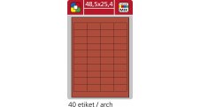Print etikety A4 pro laserový a inkoustový tisk - 48,5 x 25,4 mm (40 etiket / arch) červená
