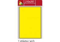 Print etikety A4 pro laserový tisk - fluorescentní - 210 x 297 mm (1 etiketa / arch) fluorescentní žlutá