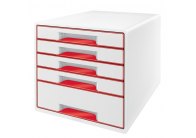 Zásuvkový box WOW - červená / 4+1 zásuvky