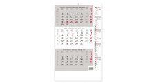 Kalendář nástěnný pracovní - tříměsíční šedý s poznámkami / N210